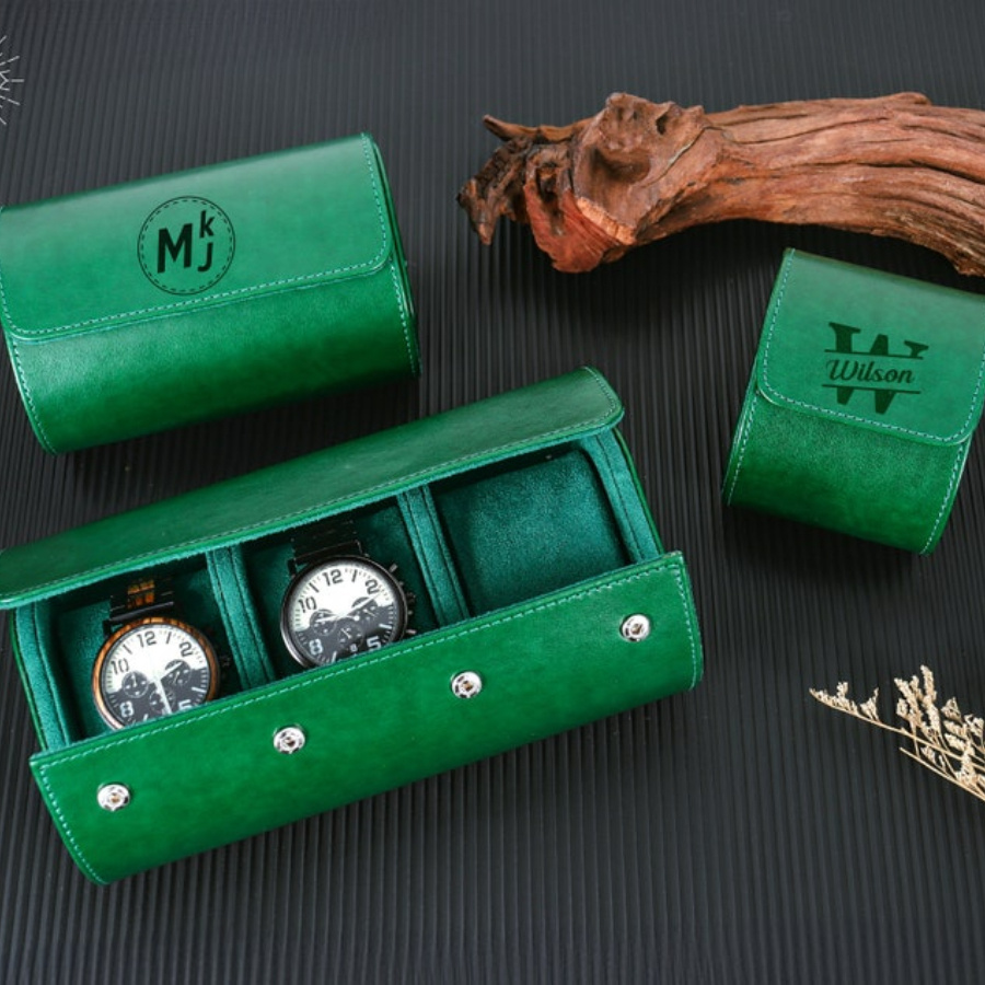 Custom Personalized Faux Leather Watch Box, Ideal Gift for Him